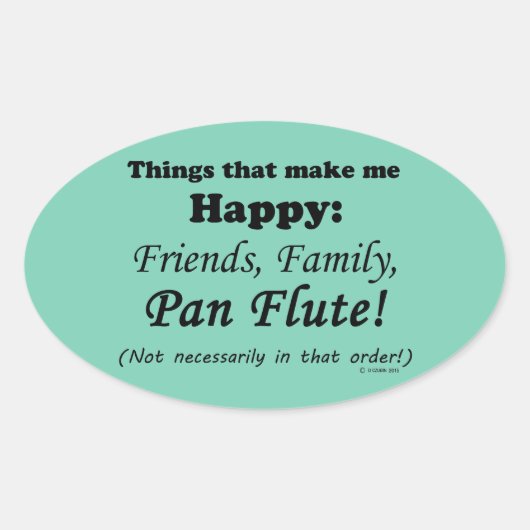 パンフルートで幸せ 楕円形シール (正面)