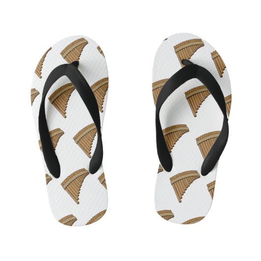 パンフルート/パンパイプアニメイラストレーション キッズビーチサンダル (フットベッド)