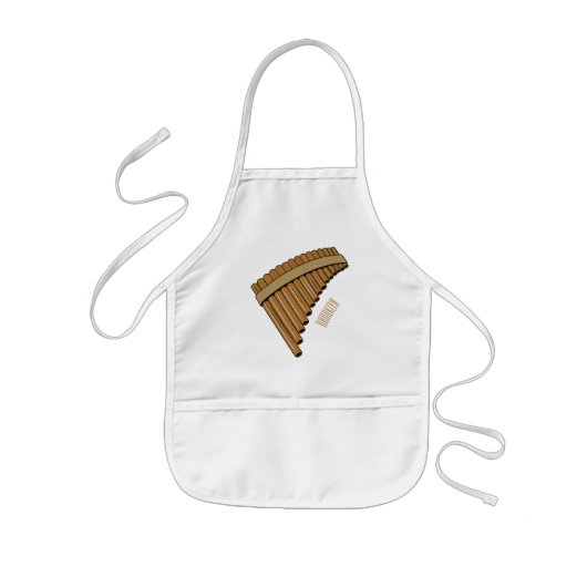 パンフルート/パンパイプアニメイラストレーション 子供用エプロン (正面)