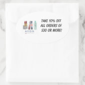 パンフレットのラベルが10%オフ 楕円形シール (バッグ)