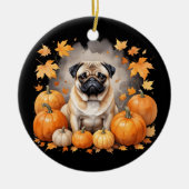 パンプカンプキンサンクスギビング秋ハロウィーン犬愛好家 セラミックオーナメント (正面)