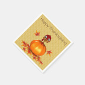 パンプキおもしろいンで幸せな感謝祭のトルコ スタンダードカクテルナプキン (角)