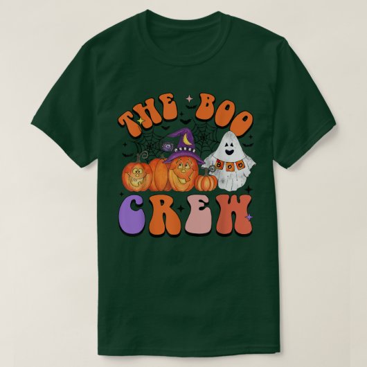 パンプキおもしろいンと幽霊ザブクルーhappy hallow tシャツ (デザイン正面)