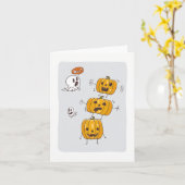 パンプキおもしろいンと幽霊ノートカード カード (黄色い花)