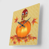 パンプキおもしろいンの感謝祭のトルコ スクエア壁時計 (傾斜)