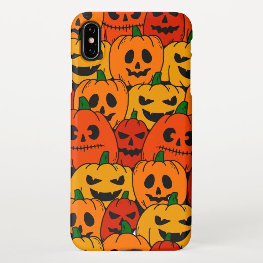 パンプキおもしろいンカラフル顔スケッチハロウィーン iPhoneケース (裏面)