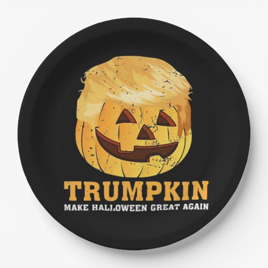 パンプキおもしろいントランプキンハロウィーン ペーパープレート (正面)