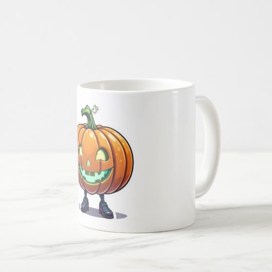 パンプキおもしろいン白熱［赤熱］光を放つ顔ハロウィンマグコーヒーカップ コーヒーマグカップ (正面右)