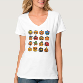 パンプキおもしろいン顔ハロウィーンTシャツ Tシャツ