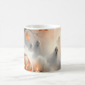 パンプキお洒落ンと幽霊のハロウィーンのシーン コーヒーマグカップ (中央)