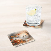 パンプキお洒落ンと幽霊のハロウィーンのシーン スクエアペーパーコースター (インサイチュ)