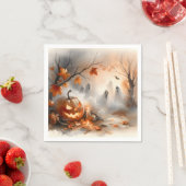 パンプキお洒落ンと幽霊のハロウィーンのシーン スタンダードカクテルナプキン (インサイチュ)