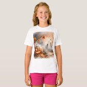 パンプキお洒落ンと幽霊のハロウィーンのシーン Tシャツ (正面フル)