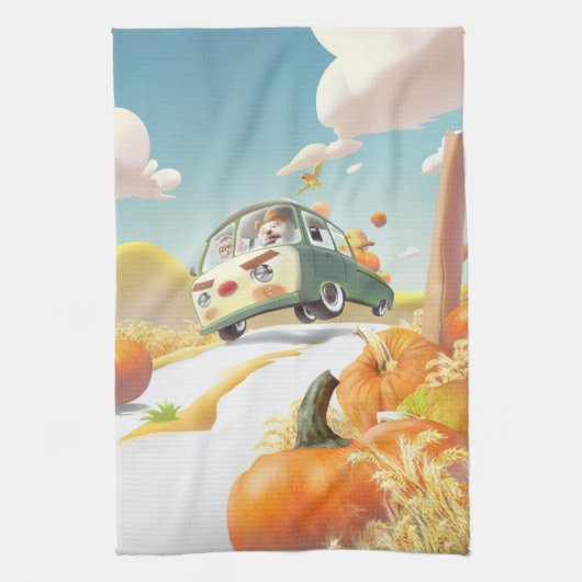 パンプキお洒落ンに乗る キッチンタオル (縦)