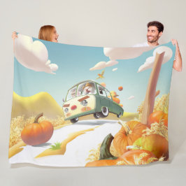 パンプキお洒落ンに乗る フリースブランケット