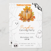 パンプキかわいらしンと葉パンプキンの彫刻パーティー 招待状 (正面/裏面)