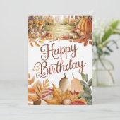 パンプキかわいらしンカラフル秋秋ハッピーバースデー カード (スタンド正面)