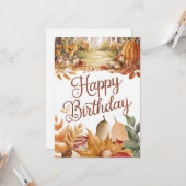 パンプキかわいらしンカラフル秋秋ハッピーバースデー カード (正面/裏面インサイチュ)