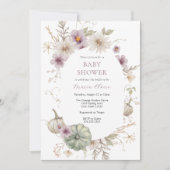 パンプキかわいらしンパープルブライダルシャワー 招待状 (正面)