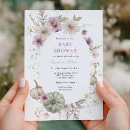 パンプキかわいらしンパープルブライダルシャワー 招待状