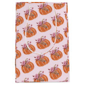 パンプキかわいらしンフローラガーリーピンク誕生日 ミディアムペーパーバッグ (正面)