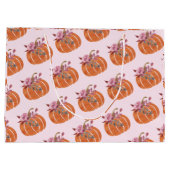 パンプキかわいらしンフローラガーリーピンク誕生日 ラージペーパーバッグ (裏面)