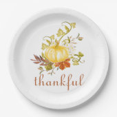 パンプキかわいらしン感謝の水の色感謝祭 ペーパープレート (正面)