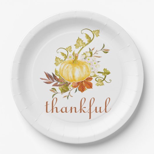 パンプキかわいらしン感謝の水の色感謝祭 ペーパープレート (正面)