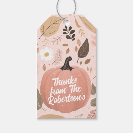 パンプキかわいらしン自然の葉の感謝祭パーティー ギフトタグ (正面)