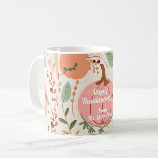 パンプキかわいらしン自然の葉の感謝祭パーティー コーヒーマグカップ (正面左)