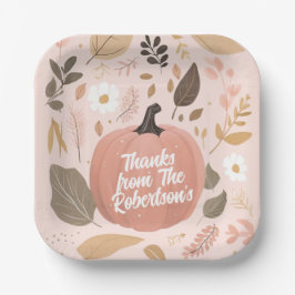 パンプキかわいらしン自然の葉の感謝祭パーティー ペーパープレート