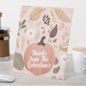 パンプキかわいらしン自然の葉の感謝祭パーティー 台座サイン (インサイチュ)