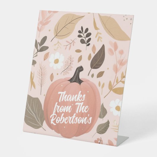 パンプキかわいらしン自然の葉の感謝祭パーティー 台座サイン (正面)