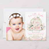 パンプキかわいらしン赤面バラ金ゴールドフローラ1st誕生日 招待状 (正面)