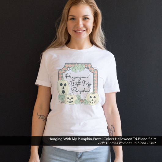 パンプキつるンパステルの色のハロウィーンと トライブレンドＴシャツ