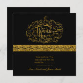 パンプキエレガントンハロウィーン秋金ゴールドサンキューカード サンキューカード (正面/裏面)