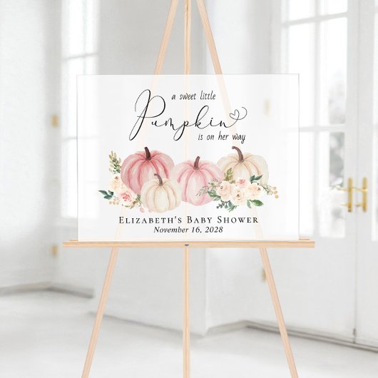 パンプキエレガントンフローラベビーガールシャワーウェルカム アクリルサイン