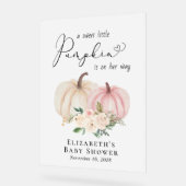 パンプキエレガントンフローラベビーガールシャワーウェルカム アクリルサイン (傾斜)