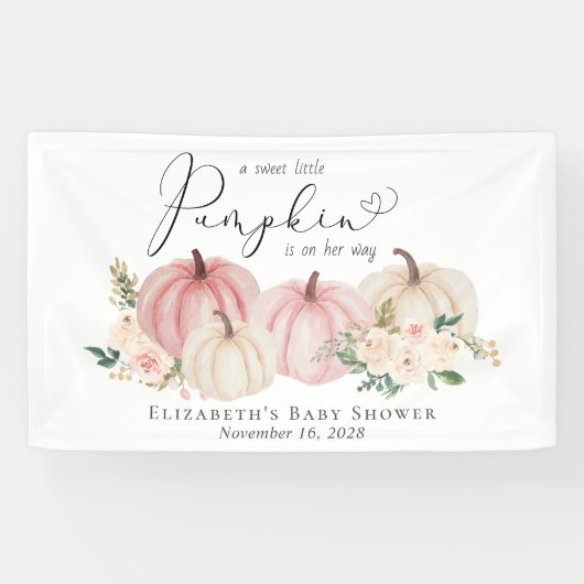 パンプキエレガントンフローラベビーガールシャワーウェルカム 横断幕 (横)