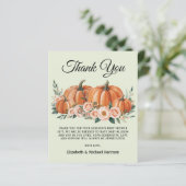 パンプキエレガントンフローラベビーシャワーサンキューカード (スタンド正面)
