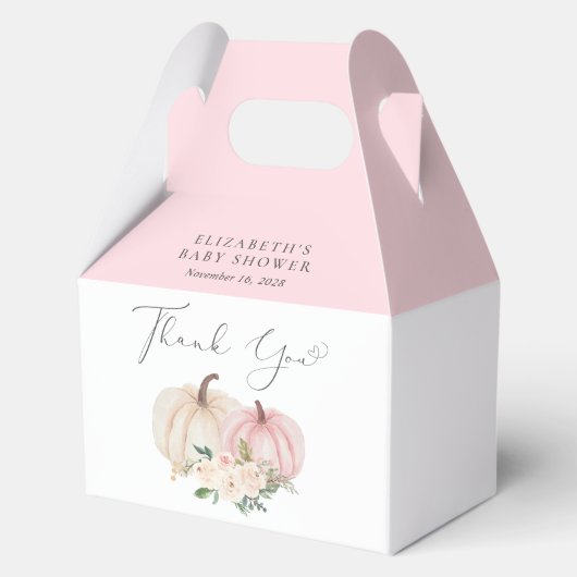 パンプキエレガントンフローラ女の子シャワーありがとう フェイバーボックス (正面)