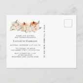 パンプキエレガントンフローラ水色ベビーシャワー インビテーションポストカード (裏面)