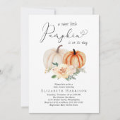 パンプキエレガントンフローラ水色ベビーシャワー 招待状 (正面)