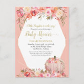 パンプキエレガントンベビーガールシャワーバラ金ゴールド 案内ポストカード (正面)