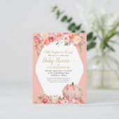パンプキエレガントンベビーガールシャワーバラ金ゴールド 案内ポストカード (スタンド正面)