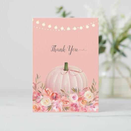 パンプキエレガントンベビーシャワーありがとうバラ金ゴールド サンキューカード (スタンド正面)