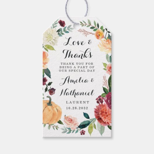 パンプキエレガントン秋フローラ素朴結婚式の引き出物 ギフトタグ (正面)