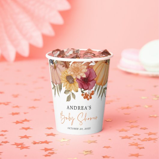 パンプキエレガントン秋秋花赤ちゃんシャワー 紙コップ (インサイチュ)