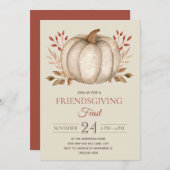 パンプキエレガントン素朴フレンドリー饗宴ディナー 招待状 (正面/裏面)