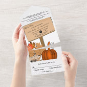 パンプキエレガントン素朴紅葉秋の結婚式 オールインワン招待状 (貼ってはがせる)